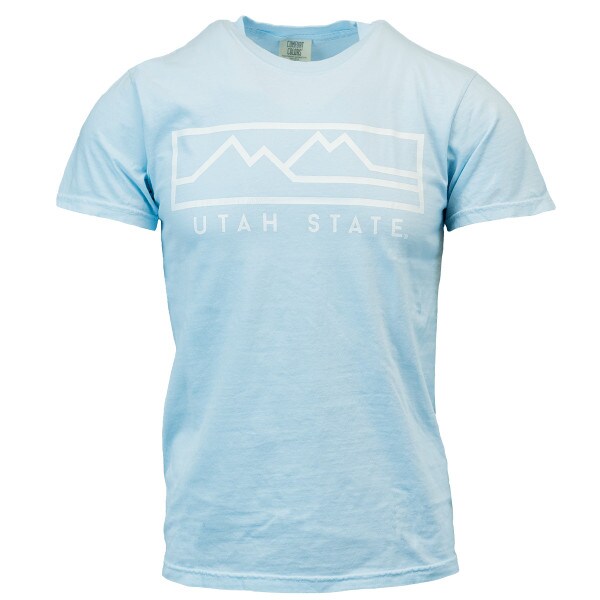 Utah State Mountain Line Drawing Blue Short-Sleeve T-Shirt